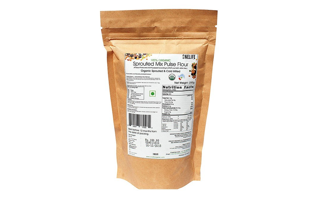 Onelife Organic Sprouted Mix Pulse Flour    Pack  250 grams